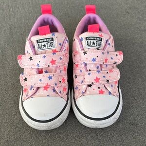 Converse Pink and Blue Sneakers with Velcro Straps